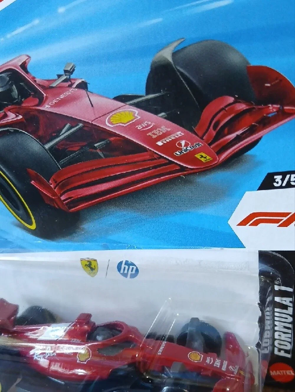 Mattel Hot Wheels Scuderia Ferrari HP in Red with Yellow Wheels